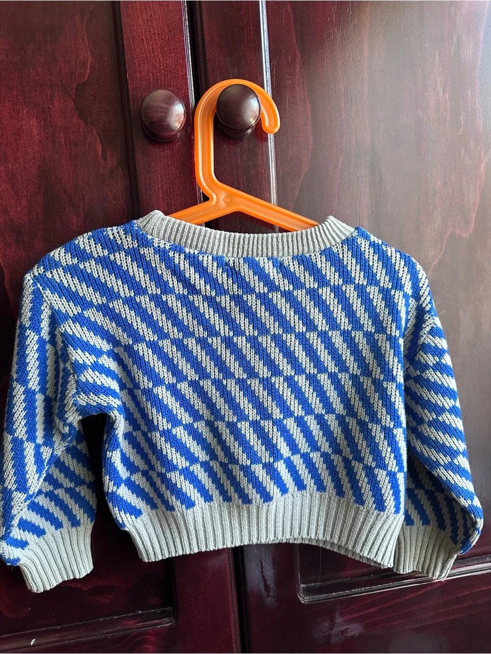 Vintage Patterned Cropped Knit Sweater